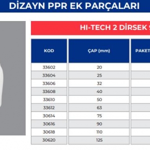 *DİZAYN 33604 90° DİRSEK 25 MM 1*300