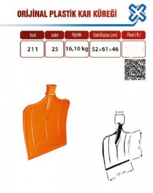 TUNA 211 PLASTİK ORJ. KAR KÜREĞİ 1*25